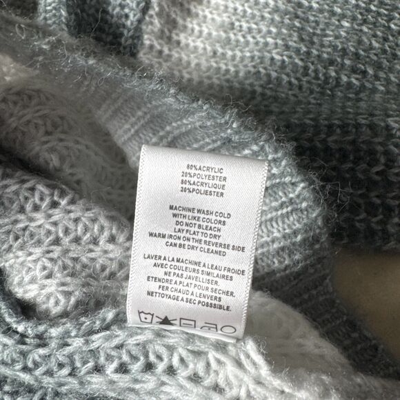 Vigoss Sweater Medium Gray White Ombre Knit Mock Neck Cropped 80% Acrylic Blend - Picture 5 of 5